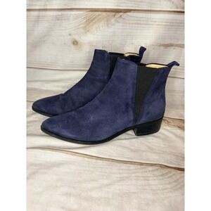 Frank‎ And Oak Suede Chelsea Boots Navy Blue Women's 7.5 EU 38